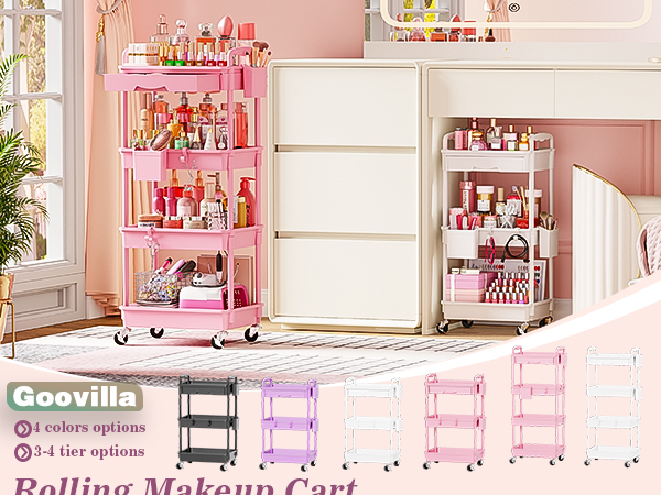 Goovilla vanity organizer,3–4 tiers,4 colors,easily organize beauty essentials neat and attractive