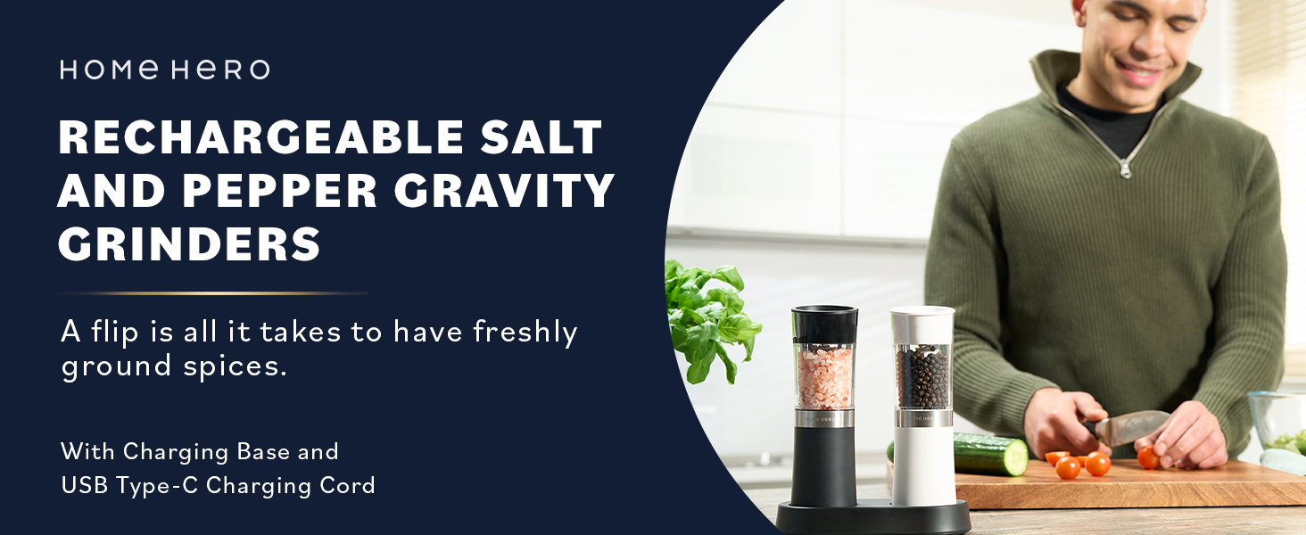 home hero salt and pepper grinder set electric