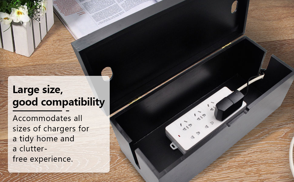 15 inch Bamboo Large Cable Management Box