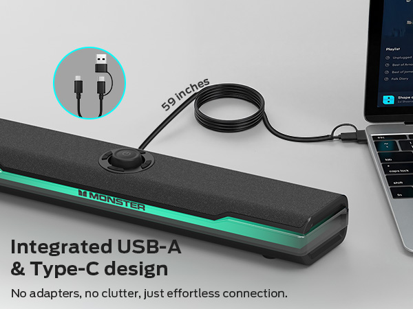 usb speaker Integrated USB-A &amp; Type-C design No adapters, no clutter, just effortless connection.