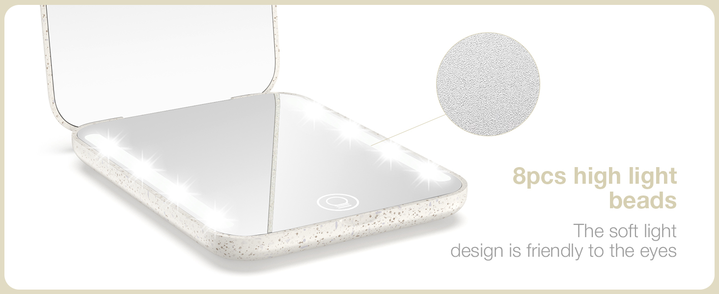 8 LEDs small travel mirror