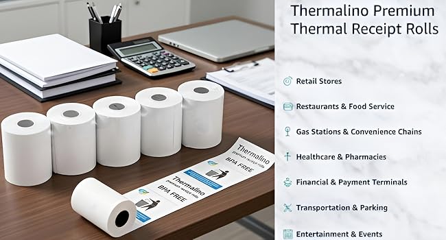 2 1/4 x 50 thermal paper receipt rolls BPA free thermal paper for POS system for small business.