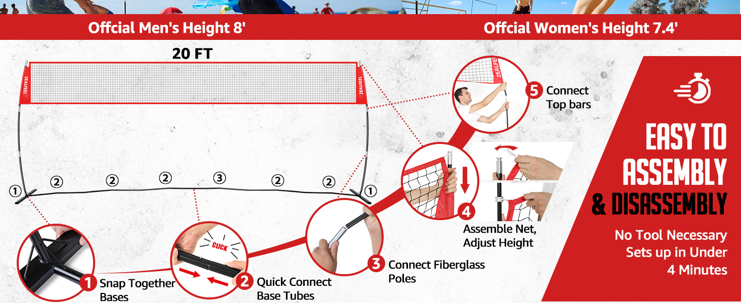 easy to assembly volleyball net
