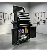 BIG RED 5-Drawer Rolling Tool Chest: Metal Tool Box with Wheels, Removable Top Tool Box, Liner, A...