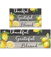 Kuyig Home Lemon Kitchen Mats for Floor Kitchen Rugs Sets of 2 Non Slip Washable Lemon Kitchen Ru...