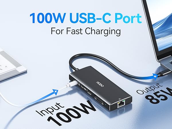 USB C Hub Multiport Adapter, Laptop Docking Station for Dell/HP Laptop, USBC Dock 4K HDMI,Ethernet