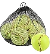 Tebery 6 Pack Sports Practice Softballs, 12-Inch Official Size and Weight Slowpitch Softball, Unm...