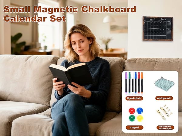 Small Rustic Framed Magnetic Chalkboard Set