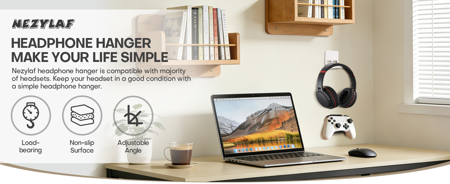 headset hook, earphone holder, desk organizer, kitchen sponge holder,