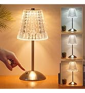Nusogon Crystal Lamp,Cordless Table Lamp,Vintage Lamp,Portable LED Metal Beside Lamps for Bedroom...