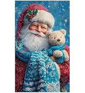 Christmas Kitchen Towels – Santa Claus with Teddy Bear Dish Towel, Cozy Holiday Cotton Tea Towels...