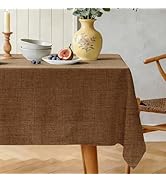 Karseteli Natural Linen Rectangle Tablecloth, Slubby Textured Fall Lightweight Table Cloth 60 x 8...