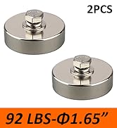 MUTUACTOR Powerful Neodymium Round Magnets with 1/4 Female Thread,2PCS 74lbs Anti-Broken Heavy Du...