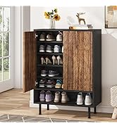 Tribesigns Shoe Cabinet, 18 Pair Shoe Rack Organizer Cabinet with Door, 6-Tier Modern Shoe Storag...