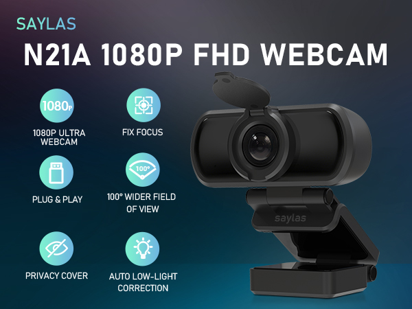 saylas Webcam for PC with Microphone
