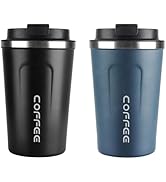 MOMSIV 2 pcs 12oz Travel Mug, Insulated Coffee Cup with Leakproof Lid, Vacuum Stainless Steel Dou...