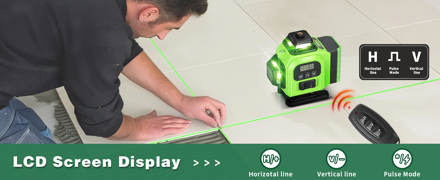 Huepar Laser Level 360 Self Leveling, Rechargeable Green Laser 3x360° Cross Line Laser Leveler 3D