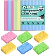 MEUUT 12 Packs Swedish Dishcloths and Kitchen Sponges for Cleaning, Reusable Absorbent Compressed...