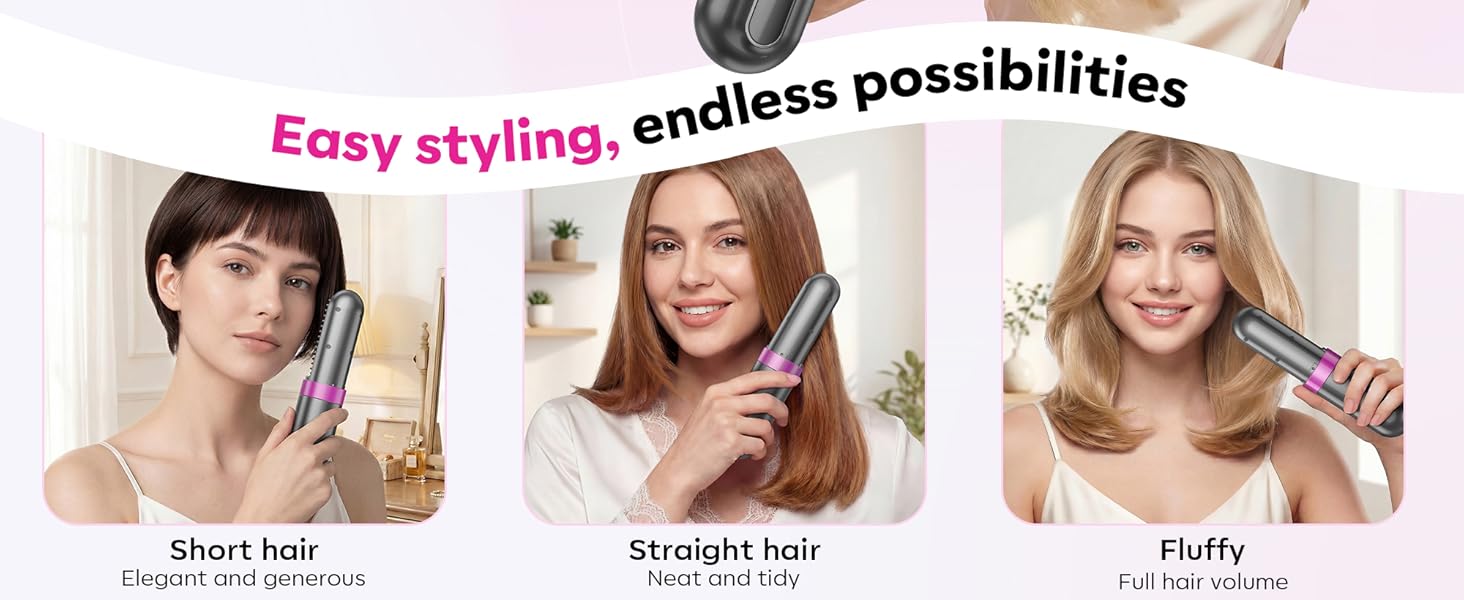 Minwoch Cordless Straightener Brush for All Hairstyles, Short Hair to Fluffy Volume
