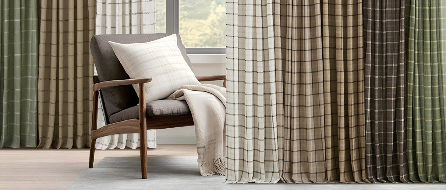 linen plaid curtains