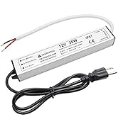 30W 12 volt LED Power Supply, Waterproof IP67 LED Driver, 110V AC to 12V DC Converter, LED Transf...