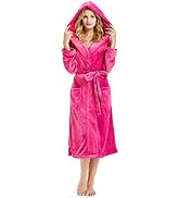 HEARTNICE Womens Hooded Fleece Robe, Soft Bathrobe for Womens, Cute Long House Coat