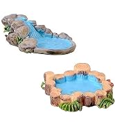 ZGLUZP 2Pcs Mini Water Pool Blue DIY Miniature Fairy Garden Lawn Ornament Craft Outdoor Statues L...