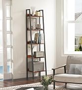 Yoobure Ladder Shelf, 5 Tier Tall Ladder Bookshelf Corner Shelf, Industrial Book Shelf Ladder Boo...