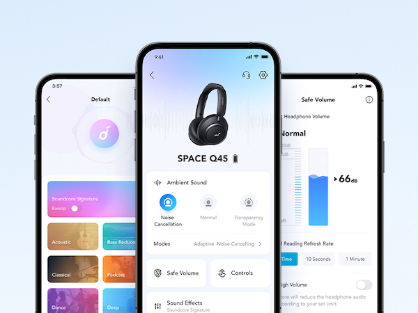 Make Space Q45 yours with adjustable EQ, customizable controls, and more in the easy-to-use app.