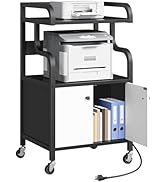MAHANCRIS Printer Stand,Printer Table for Home Office with Charging Station, Large Rolling Cart w...
