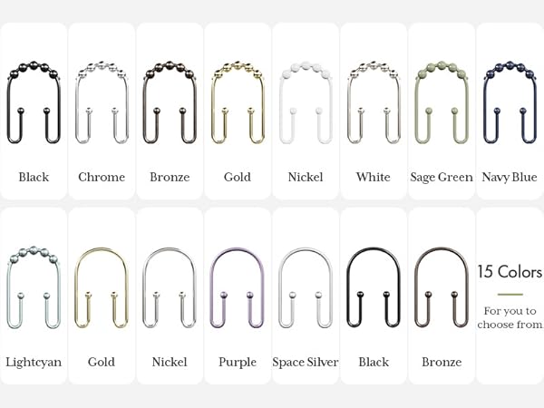 Black U-shaped Shower Curtain Hooks shower curtain rings double shower curtain hooks double sided