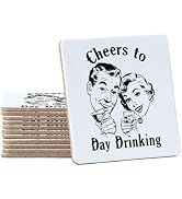 Thirstystone Day Drinking 12-Pack Cork Back Paper Bar Coasters Made in The USA Humourous Quotes A...