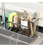 MODRACKLY Sponge Holder &amp; Sink Caddy Organizer - Rustproof Kitchen Sink Organizer with High Brush...