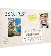 Bulletin Board - 35 x 17.5 inches Decorative Felt Pin Board - Cork Board Alternative for Wall - F...