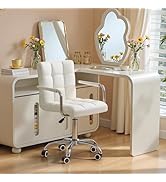 Furmax Mid-Back Office Task Chair Ribbed PU Leather Executive Chair Modern Adjustable Home Desk R...