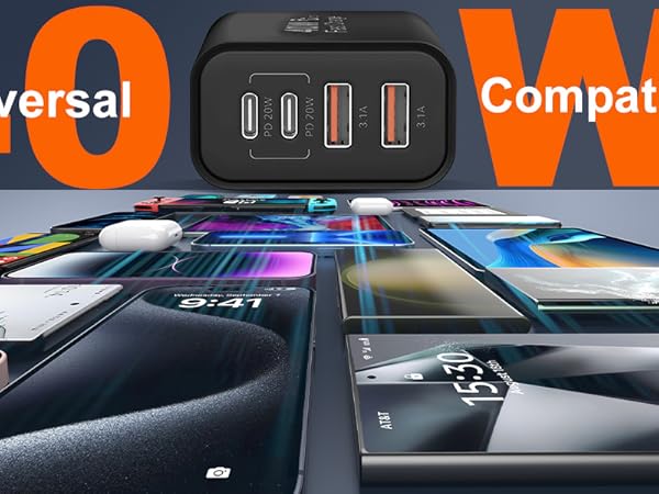 USB C Wall Charger Block, 2Pack 4-Port Type C Charger Fast Charging Block