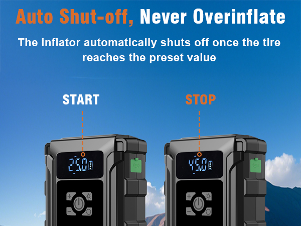car jumps starter with auto shut-off air compressor