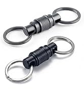 Stainless Steel Quick Release Keychain (2 Pack) - Swivel Key Organizer Key Chain - Heavy Duty Det...