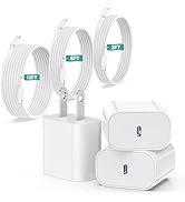 iPhone 17 16 15 Charger Fast Charging 20W USB C Wall Charger Block with 3 Pack [3TF+6FT+10FT] Bra...