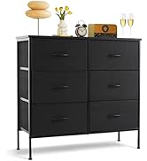 6-Drawer Dresser for Bedroom, Anti-Tip Wide Storage Organizer Chest of Drawers with Wooden Top an...