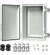 LeMotech Electrical Box, IP67 Waterproof Hinged Cover Stainless Steel Latch Junction Box, ABS Pla...