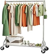 Ekisemio Heavy Duty Clothes Rack Load 450 LBS, Rolling Clothes Rack with Sturdy Wheels &amp; Shelves,...