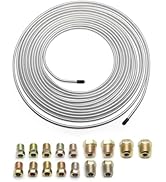 25Ft of 3/16 Zinc Plated Copper Brake Line Kit - Includes 16 Inverted Flare Fittings - Universal ...