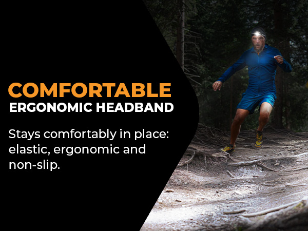 Comfortable ergonomic headband. Stays comfortably in place: elastic, ergonomic and non-slip.