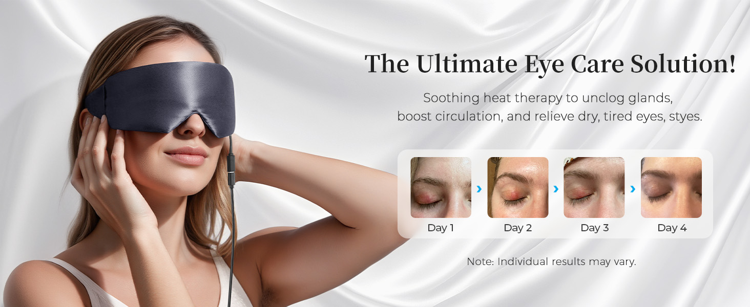 silk eye mask for sleeping, warm compress for eyes, usb hot sleep mask