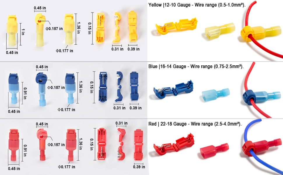 108 Pcs T-Tap Wire Connectors Kit