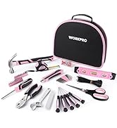 WORKPRO Pink Tool Kit - 236 Pieces Pink Tool Set with Easy Carrying Round Pouch, Household Tool K...
