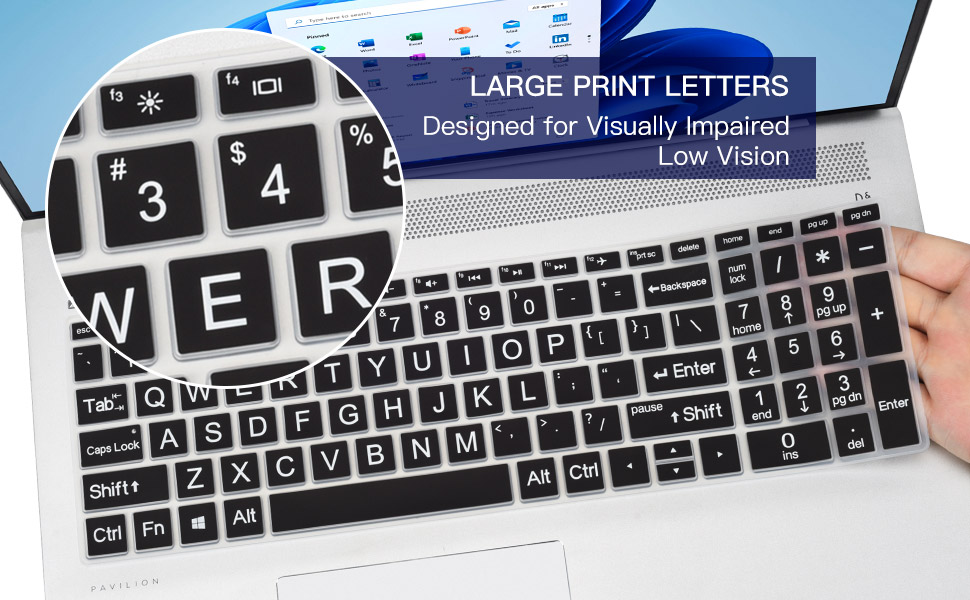 Large letters keyboard skin for HP 17-by