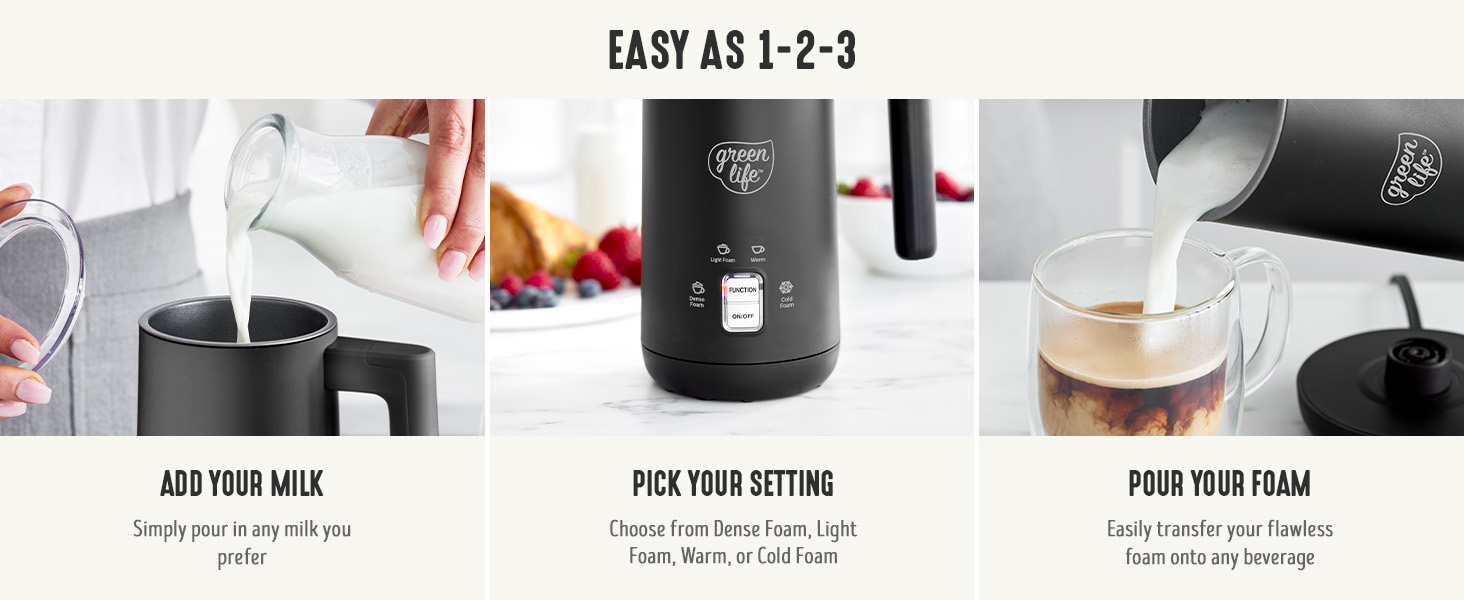 GreenLife, Ceramic Nonstick, PFAS-Free, Non-Toxic, Electrics, Milk Frother