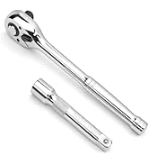 WRANIX 1/2" Drive Ratchet Wrench Set, 90T Quick-Release Reversible Ratchet, Cr-Mo Head with 5" Ex...